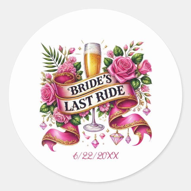 Sticker Rond Jolie fête de Bachelorette ajouter la date  (Devant)