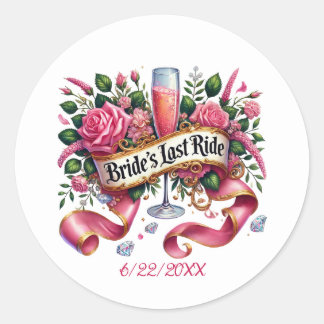 Sticker Rond Jolie fête de Bachelorette ajouter la date 