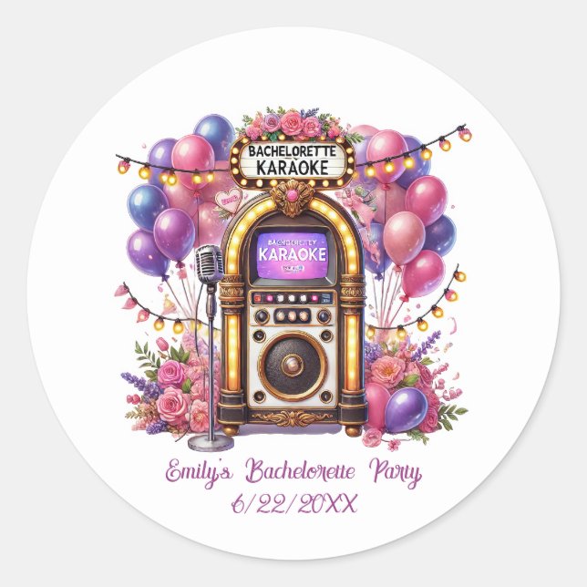 Sticker Rond Jolie fête de Bachelorette ajouter nom date  (Devant)