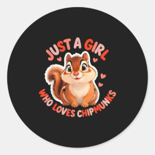 Sticker Rond Jolie Fille Aime Déguisement Écureuils Enfants Gar