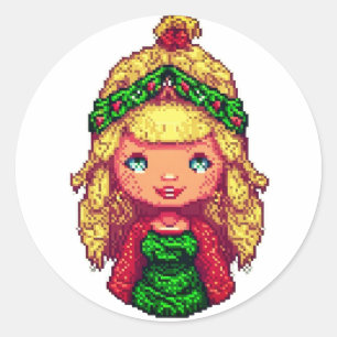 Sticker Rond Jolie fille blonde