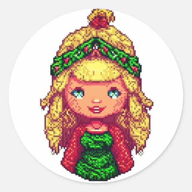 Sticker Rond Jolie fille blonde (Devant)