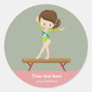 Sticker Rond Jolie fille de gymnastique