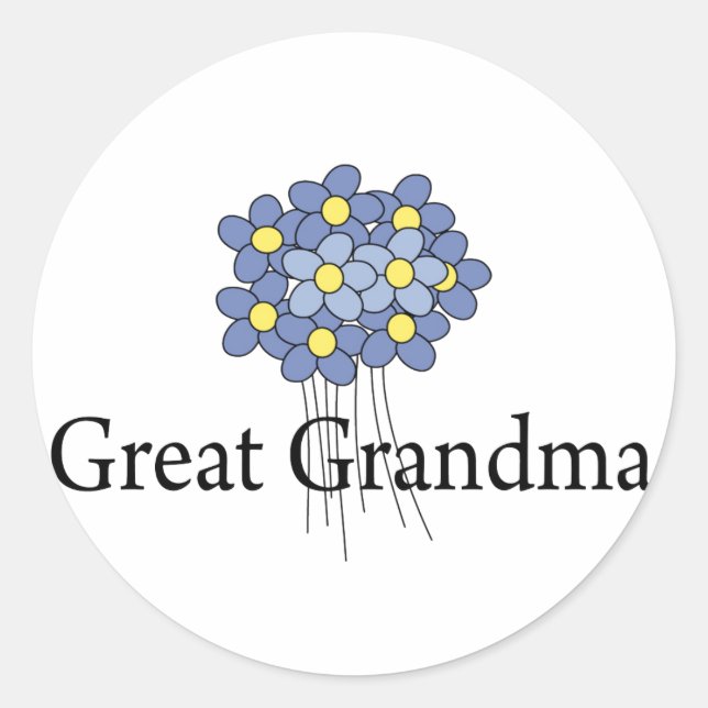 Sticker Rond Jolie Fleur Bleue Grand Grand T-shirt grand-mère (Devant)