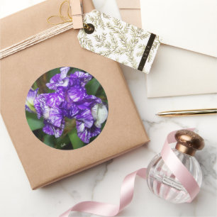 Sticker Rond Jolie Fleur Iris Violet