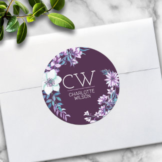 Sticker Rond Jolie Fleur personnalisée Aquarelle Rose