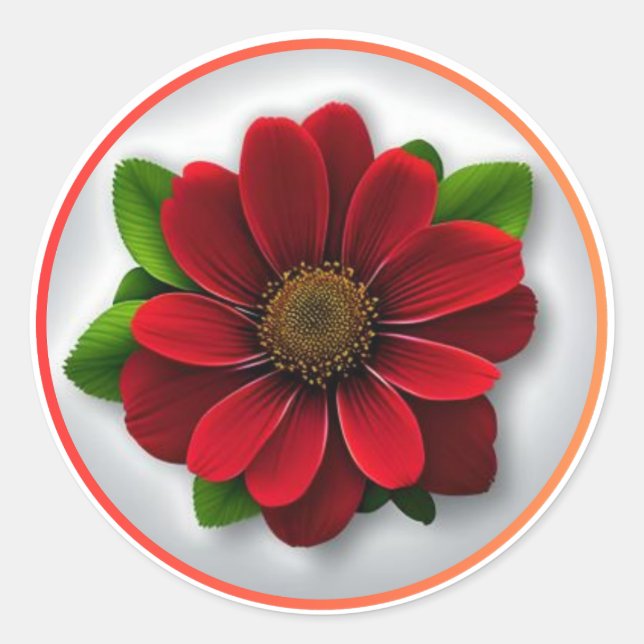 Sticker Rond Jolie fleur rouge #1 (Devant)