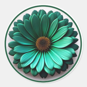 Sticker Rond Jolie Fleur verte #1