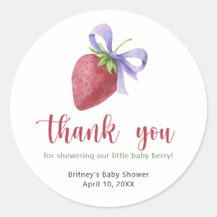 Sticker Rond Jolie fraise avec un nœud - merci