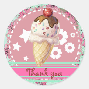Sticker Rond Jolie glace de cerise