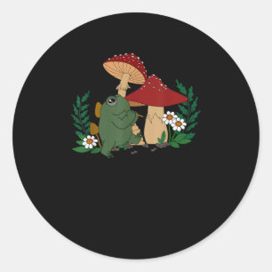 Sticker Rond Jolie grenouille jouant de la flûte Cottagecore Go