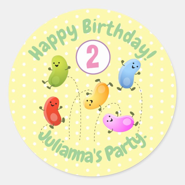 Sticker Rond Jolie jellybeans bondissant dessin animé (Devant)