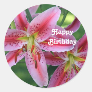 Sticker Rond Jolie Lily rose Photo Anniversaire