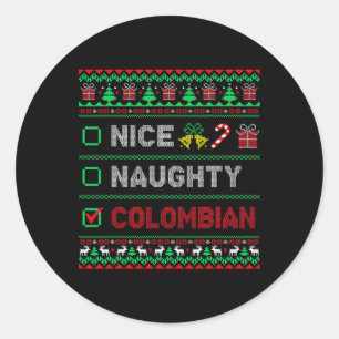 Sticker Rond Jolie liste de Noël cochonne colombienne Colombi