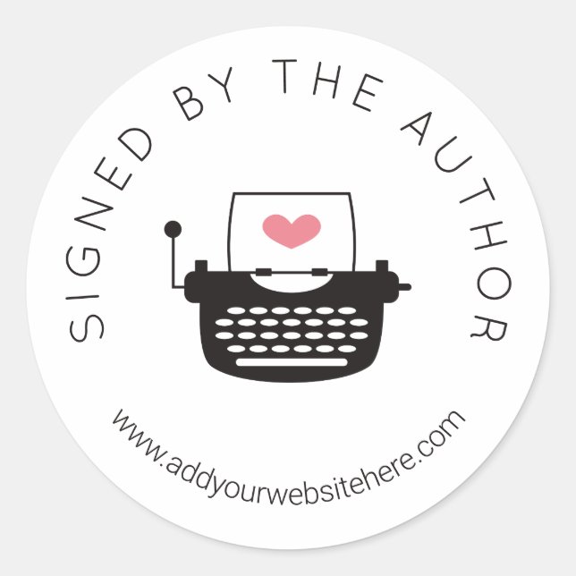 Sticker Rond Jolie machine à écrire Signé par l'auteur (Devant)