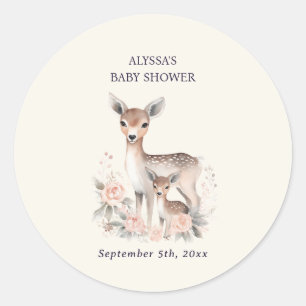 Sticker Rond Jolie Maman Bébé Cerf Baby Girl Shower