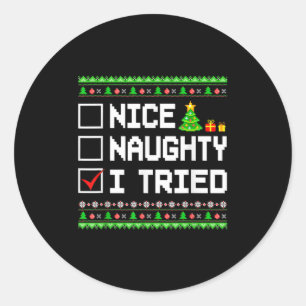Sticker Rond Jolie méchante liste de Noël enfants garçons fille