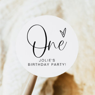 Sticker Rond JOLIE Modern Boho One Heart Premier Anniversaire