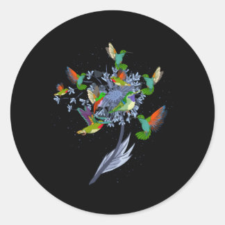 Sticker Rond Jolie nature Fleurs d'animaux Oiseau Colibri