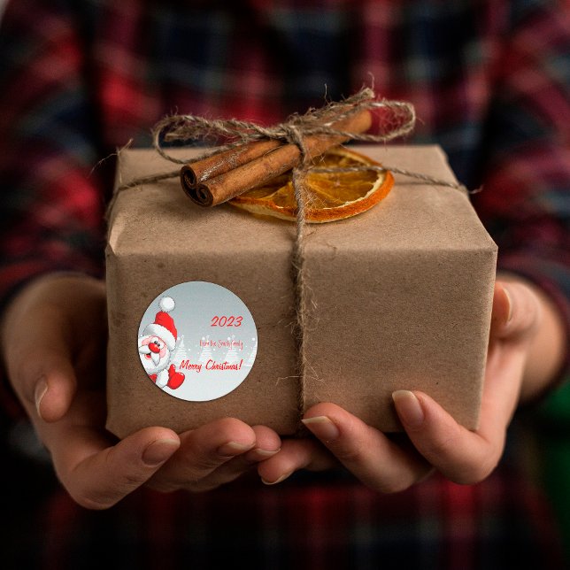 Sticker Rond Jolie neige de Noël Père Noël (Créateur téléchargé)