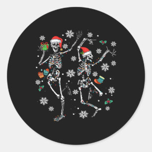 Sticker Rond Jolie Noël Squelette Danser Noël 2024 Hommes Femme