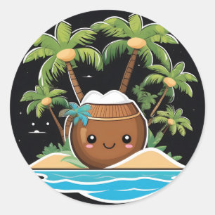 Sticker Rond Jolie noix de coco