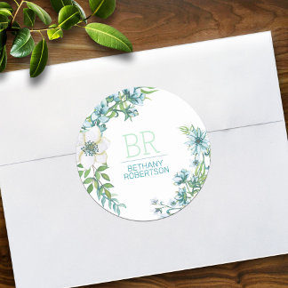 Sticker Rond Jolie papeterie florale aquarelle personnalisée