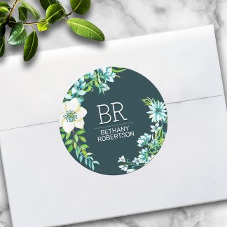 Sticker Rond Jolie papeterie florale aquarelle personnalisée