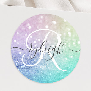 Sticker Rond Jolie Parties scintillant Holographique Fille Glam