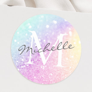 Sticker Rond Jolie Parties scintillant Holographique Fille Glam
