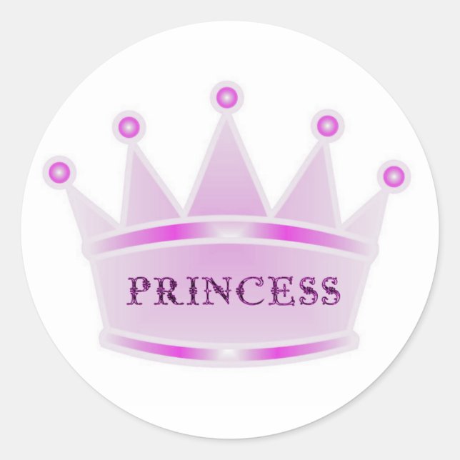 Sticker Rond Jolie Parties scintillant rose Tiara Couronne Prin (Devant)