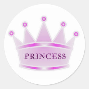 Sticker Rond Jolie Parties scintillant rose Tiara Couronne Prin