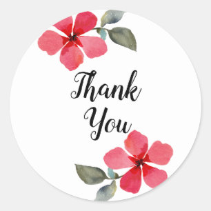 Sticker Rond Jolie Pavot Rouge Fleurs de Printemps Floral Fête