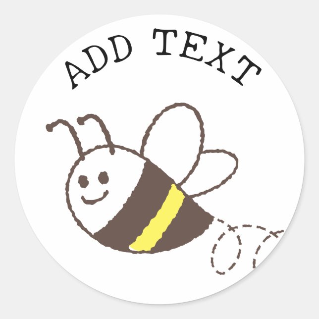 Sticker Rond Jolie petite abeille volant Baby shower blanc (Devant)