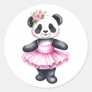 Sticker Rond Jolie petite ballerine panda danse ballet