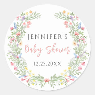 Sticker Rond Jolie petite fille fleur sauvage colorée douche