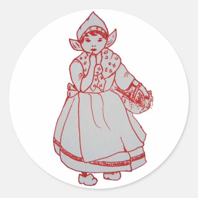Sticker Rond Jolie petite fille hollandaise (Devant)