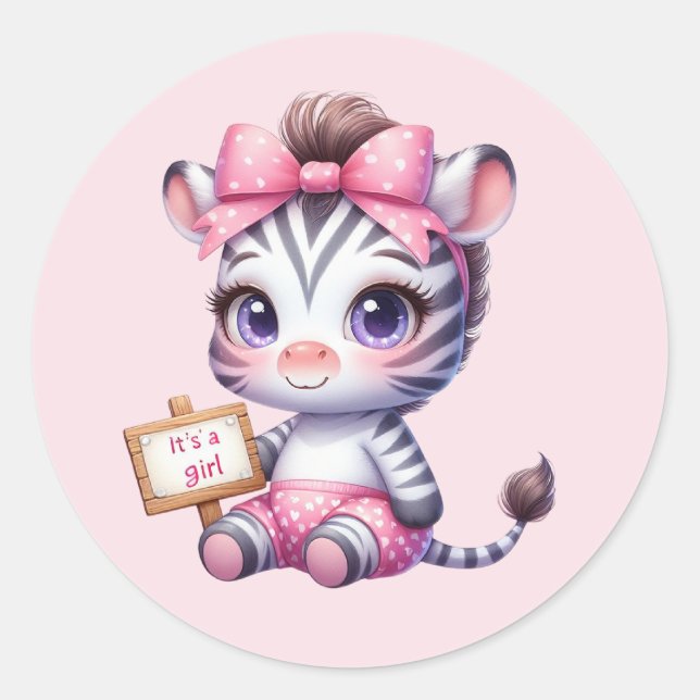 Sticker Rond Jolie petite fille zebra (Devant)