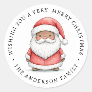 Sticker Rond Jolie petite illustration du Père Noël Joyeux Noël