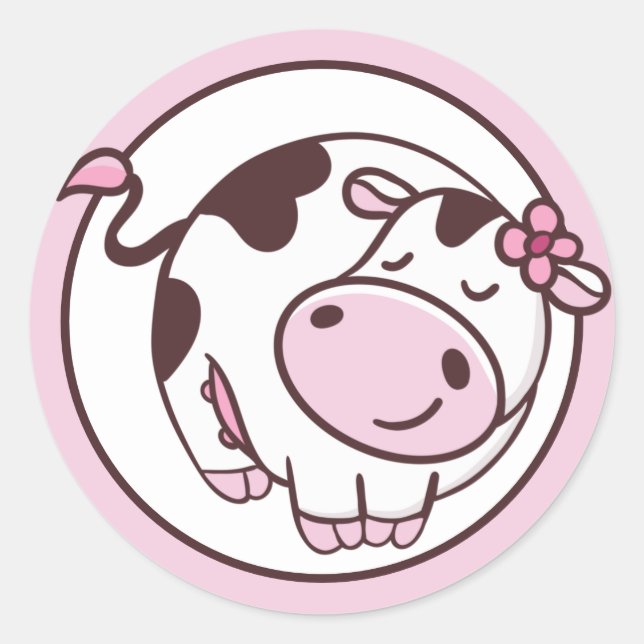 Sticker Rond Jolie Petite Vache (Devant)