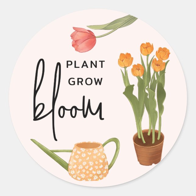 Sticker Rond Jolie Plante de script croissance fleur Tulip (Devant)