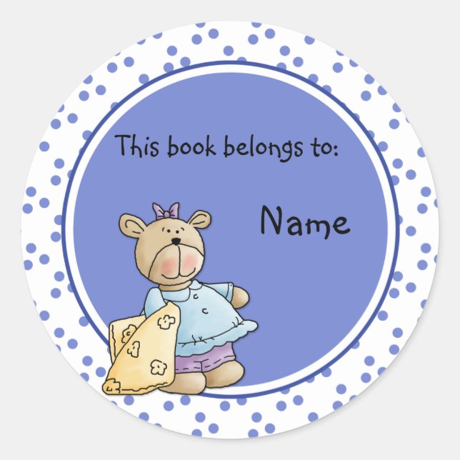 Sticker Rond Jolie plaque d'enregistrement pour bébé en peluche (Devant)
