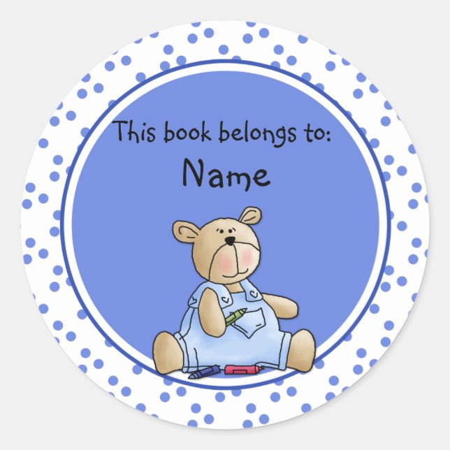 Sticker Rond Jolie plaque d'enregistrement pour bébé en peluche (Devant)
