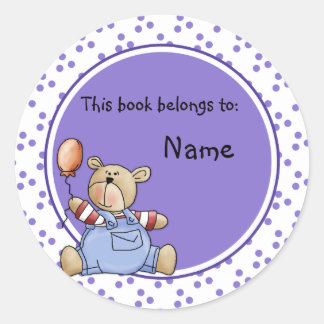 Sticker Rond Jolie plaque d'enregistrement pour bébé en peluche