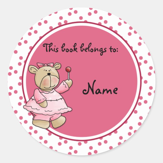 Sticker Rond Jolie plaque d'enregistrement pour bébé en peluche (Devant)