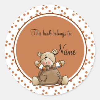 Sticker Rond Jolie plaque d'enregistrement pour bébé en peluche
