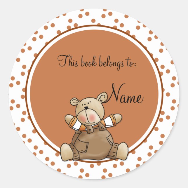 Sticker Rond Jolie plaque d'enregistrement pour bébé en peluche (Devant)