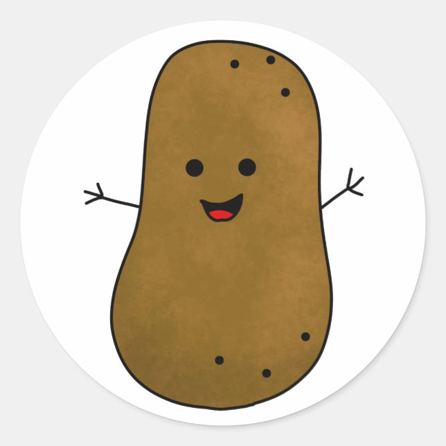 Sticker Rond Jolie pomme de terre heureuse (Devant)