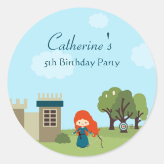 Sticker Rond Jolie princesse écossaise filles fête d'anniversai