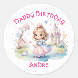 Sticker Rond Jolie princesse en Wonderland
